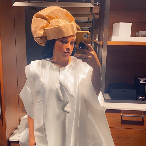 Luxury Metallic Aso-oke AUTO GELE Turban Gele Hat Headtie Made in Nigeria - Picture 12 of 17